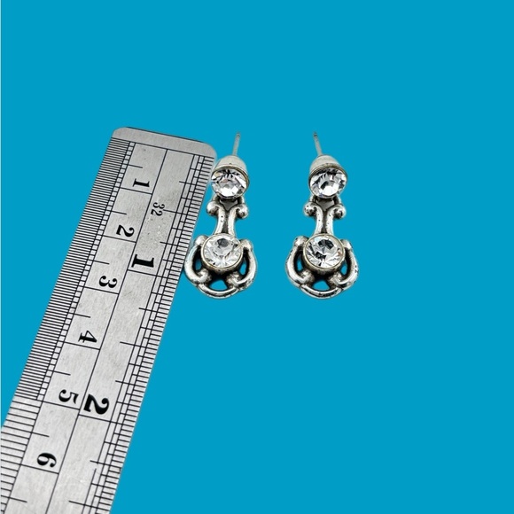 Brighton Twilight Clear Crystal Silver Plated Pierced Heart Dangle Earrings - Picture 4 of 4